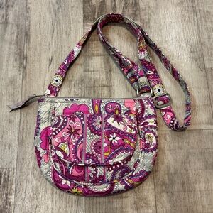 Vera Bradley Very Berry Pink Gray Paisley Hipster Shoulder Crossbody Bag Purse